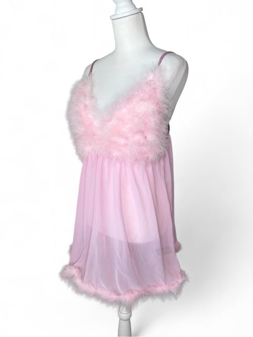 Fembot Marabou Babydoll Costume Dress